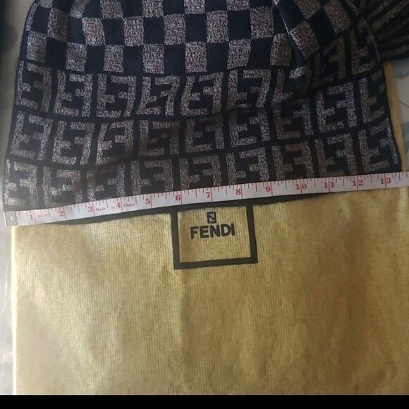 Fendi Wool FF ZUCCA Pequin Vintage Scarf - Picture 4 of 5